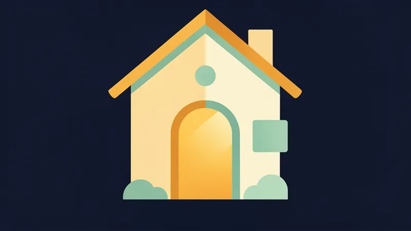 Concept illustration for the Banksia Place SIL/SDA housing homepage — a warm modern house with a banksia planter and a figure at the garden gate beside a browser-window mockup