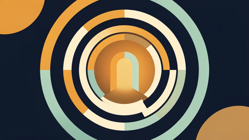 Flat illustration of an abstract figure with gently open arms at the centre of radiating concentric arcs — a universal-design motif for accessibility